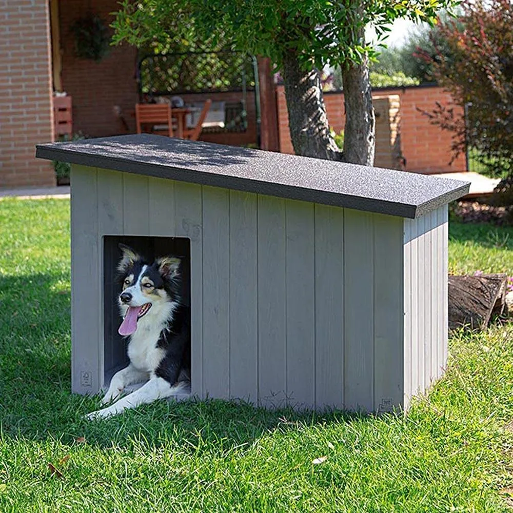 Ferplast ARGO 100 Casetta per Cani in Legno FSC - Tetto Spiovente, Apribile - Trattamento Resina Impermeabile & Anti-UV - Piedi Isolanti - Porta Rifinita - 115 x 73 x h 81 cm - immagine 4