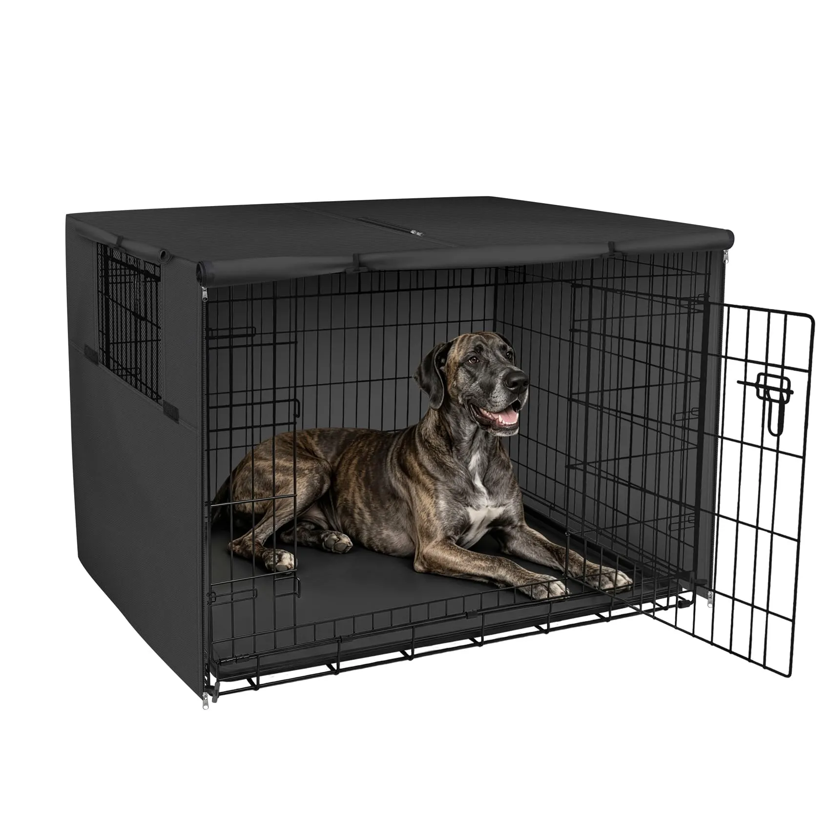Explore Land Copertura per gabbia per cani da 137,2 cm, in poliestere resistente, universale, adatta per gabbie per cani in filo metallico (nero) - immagine 1