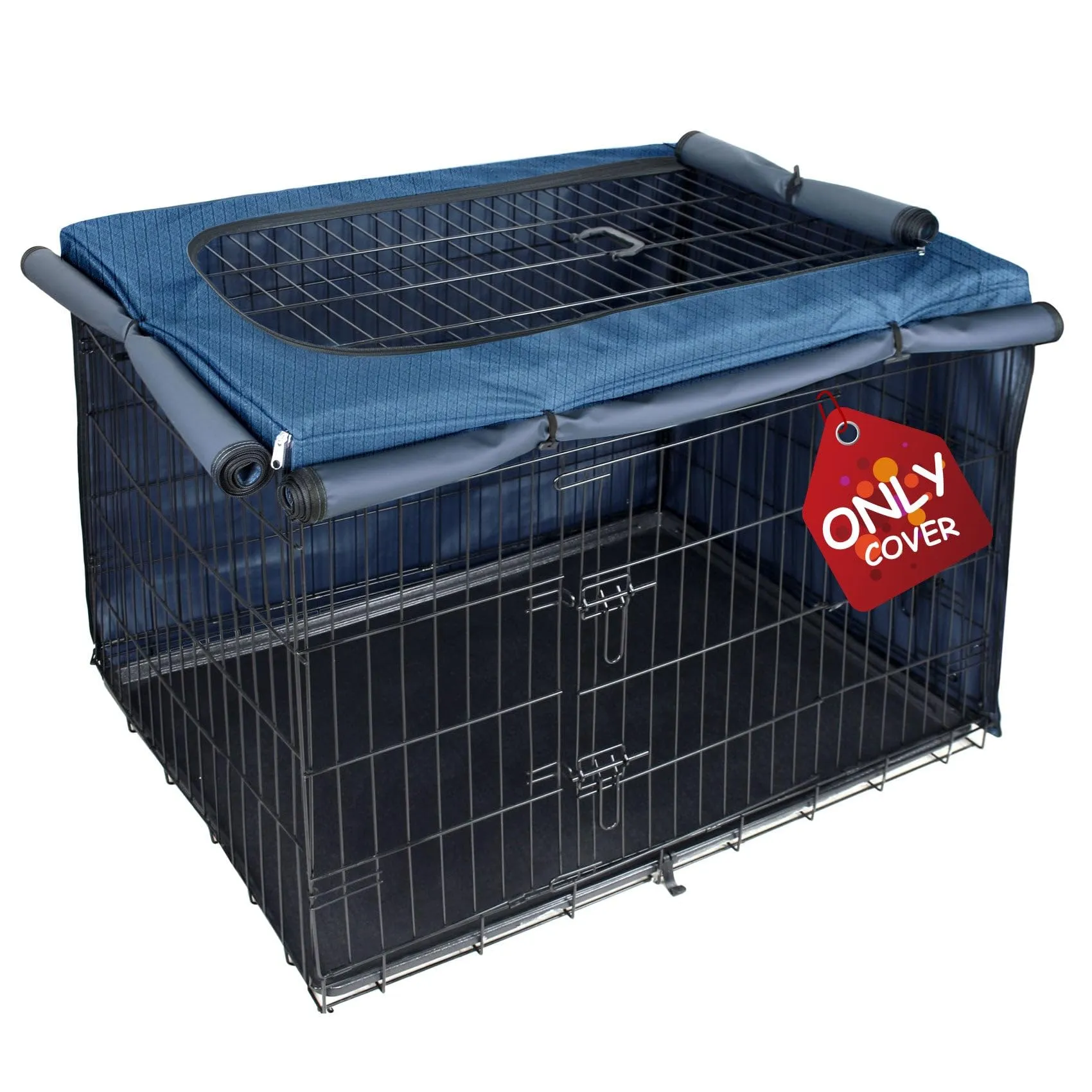 Explore Land Copertura per gabbia per cani per gabbia metallica da 122 cm, resistente, compatibile con cassa in metallo standard da 1, 2 e 3 porte, blu - immagine 1