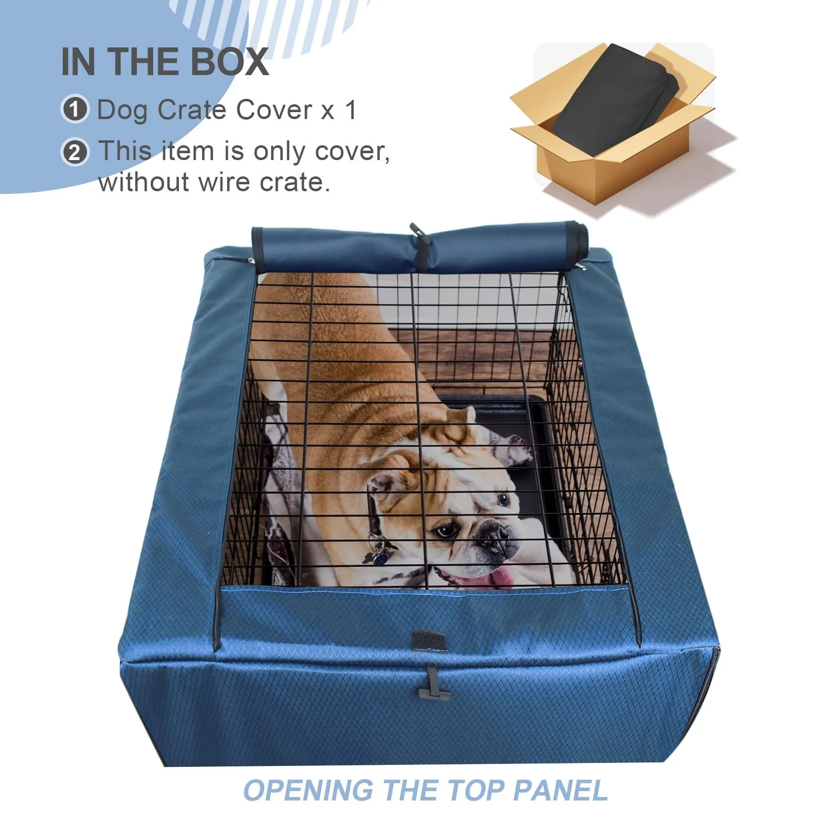 Explore Land Copertura per gabbia per cani per gabbia metallica da 61 cm, resistente, compatibile con cassa in metallo standard da 1, 2 e 3 porte, blu - immagine 2