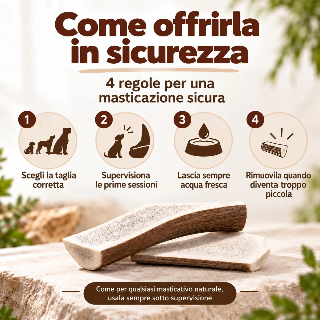 MAIKAI Corno di Cervo per Cani Taglia XL Tagliato a Metà – 100% Naturale + Sicuro e Resistente – Masticativo Lungo per Igiene Dentale – Giocattolo Naturale Cane - Regali Per Cani - immagine 5