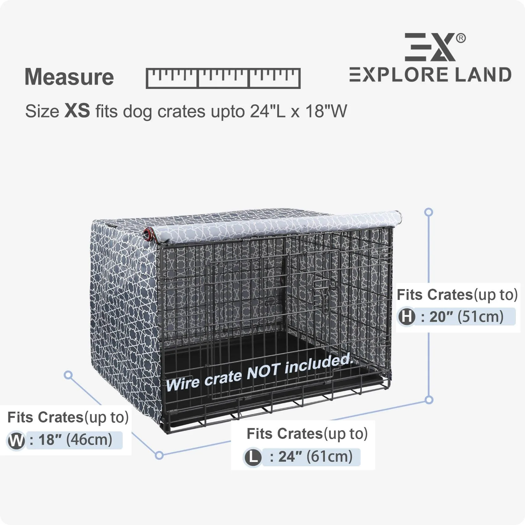 Explore Land Copertura per gabbia per cani da 61 cm, in poliestere resistente, universale, adatta per casse metalliche standard da 1, 2 e 3 porte, (Marocco) - immagine 2