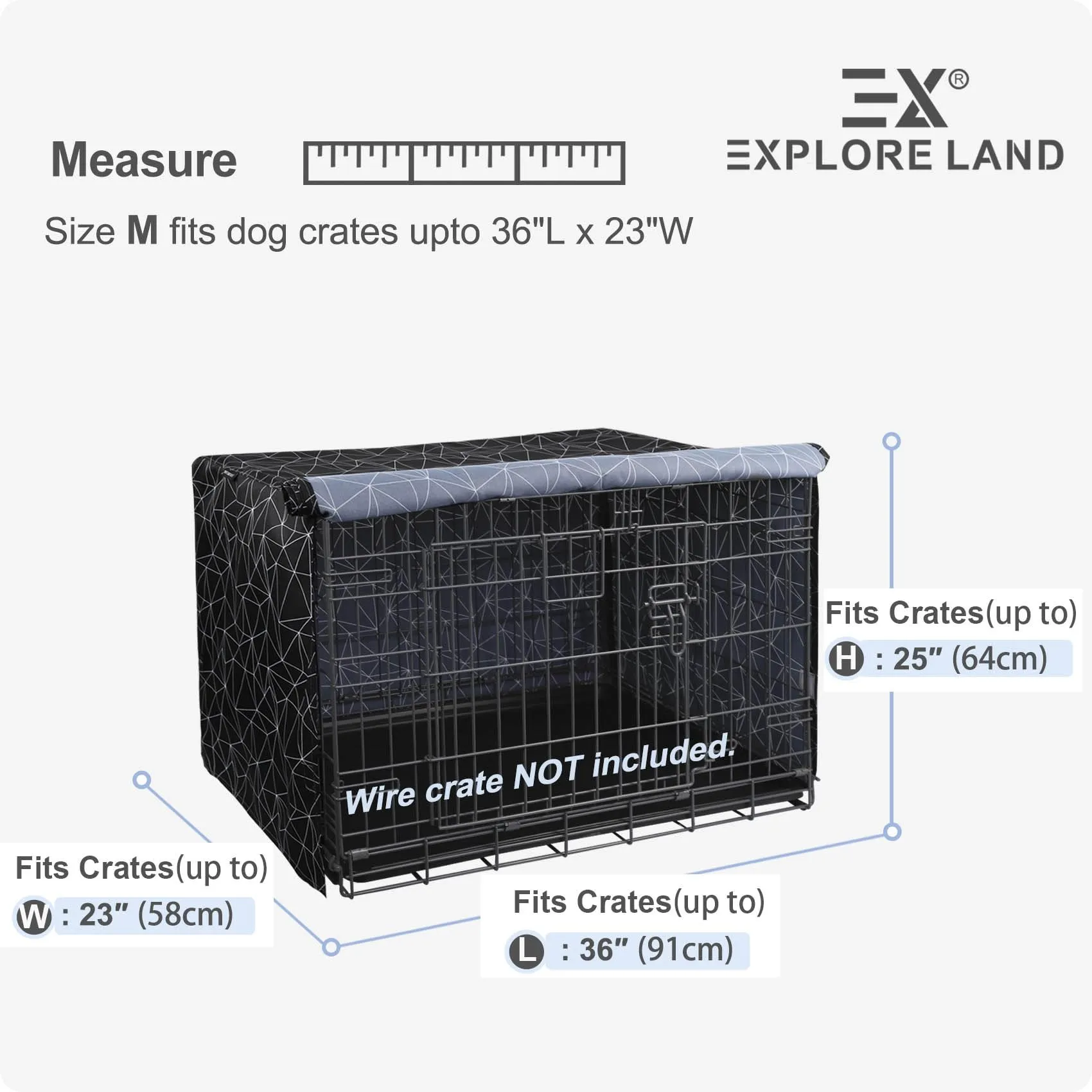 Explore Land Copertura per gabbia per cani, 91 cm (breve poligonale) - immagine 2