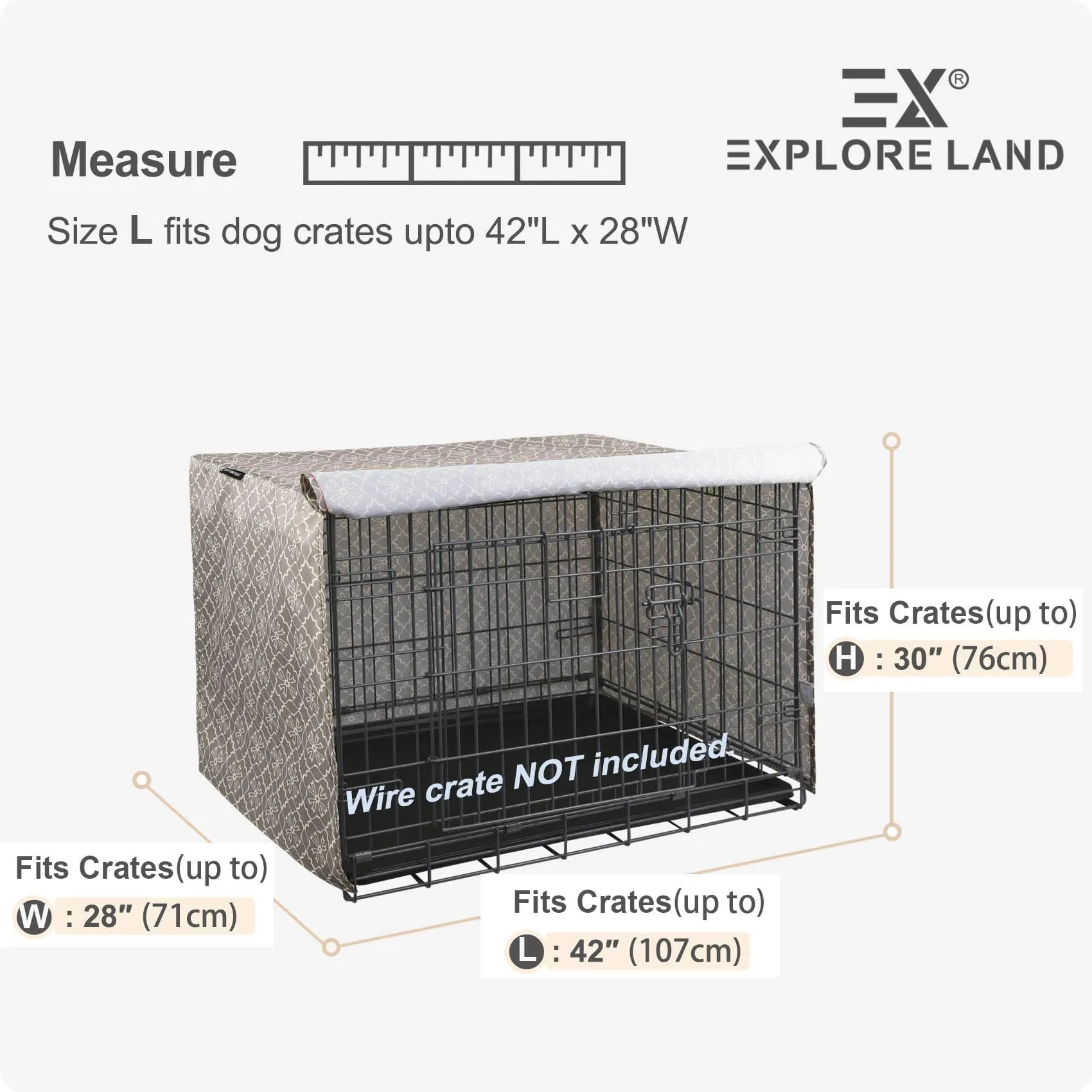 Explore Land Copertura per gabbia per cani, 106 cm (viola vintage) - immagine 2