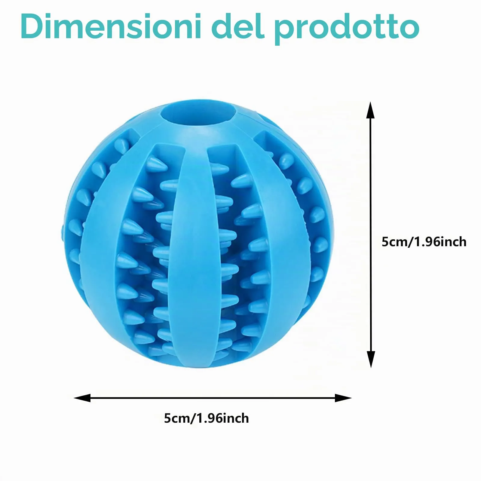 ZHIHUITL Palline per Cani,2 pezzi per Pulito dei Denti di Cane,Palla da Masticare per Cani,Palla per L'alimentazione del Cane,Giocattolo interattivo Resistente per Cani-5cm(blu/arancione) - immagine 2