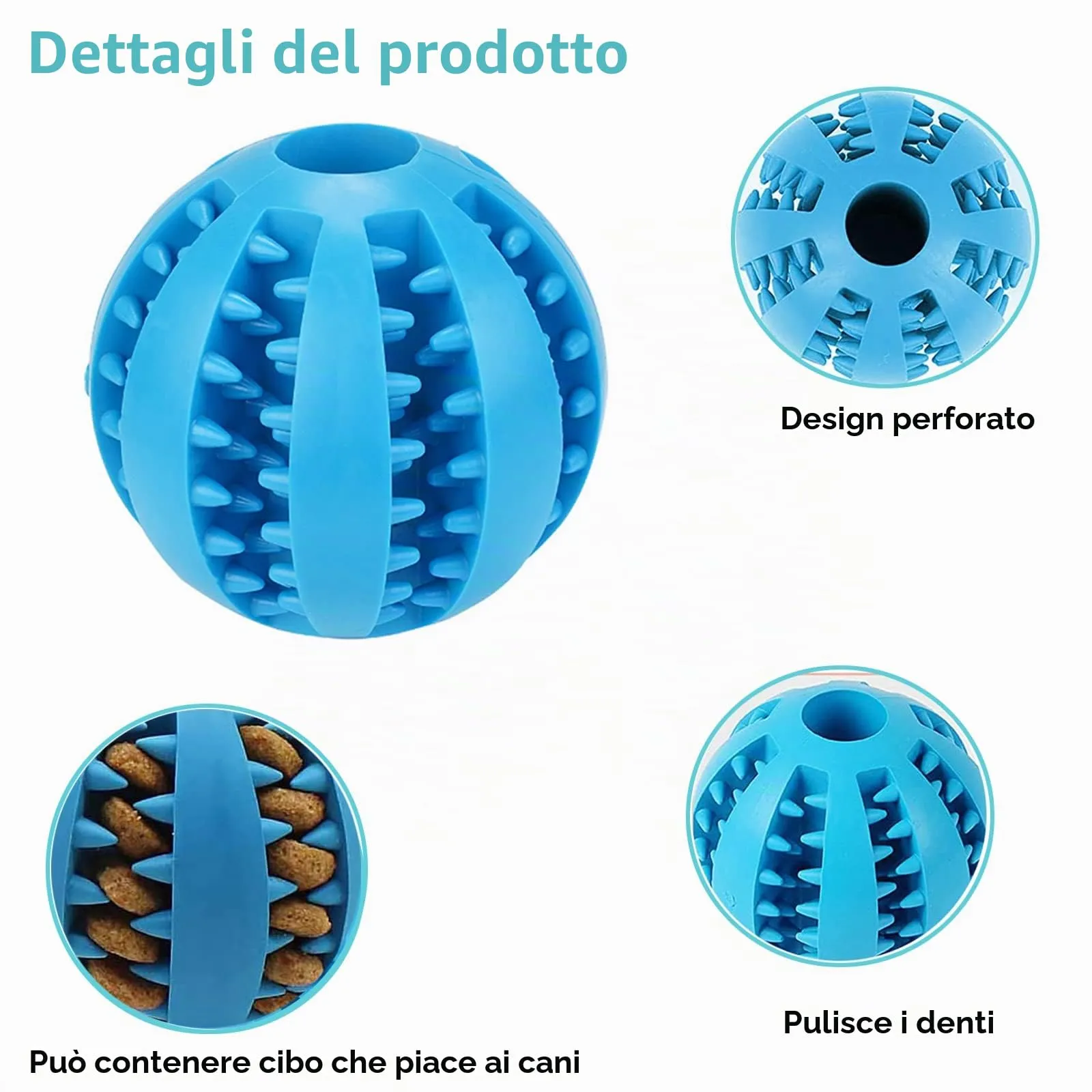 ZHIHUITL Palline per Cani,2 pezzi per Pulito dei Denti di Cane,Palla da Masticare per Cani,Palla per L'alimentazione del Cane,Giocattolo interattivo Resistente per Cani-5cm(blu/arancione) - immagine 3