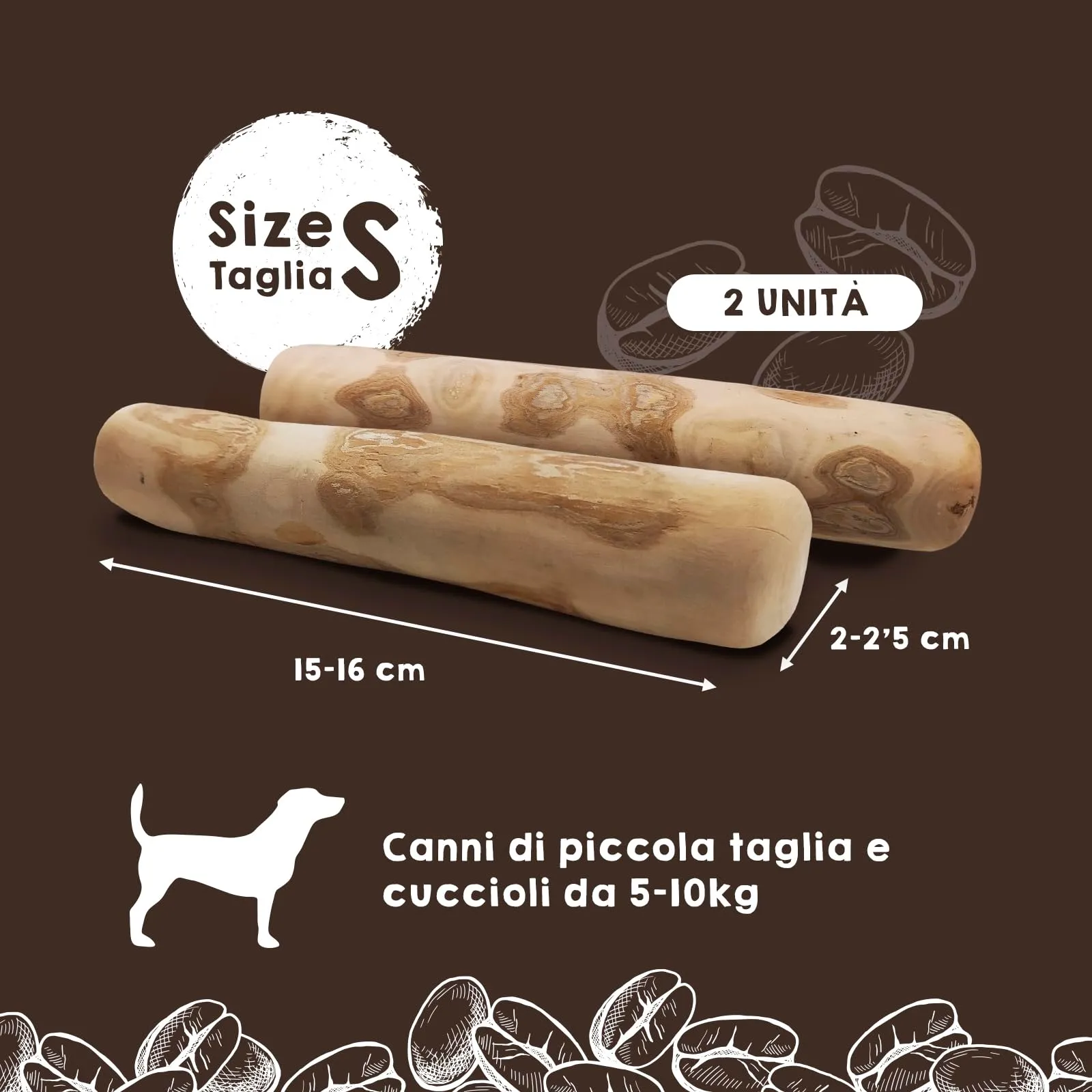 MAIKAI Legno di Caffè per Cani, 2 Masticativi Naturali, Taglia S - immagine 3