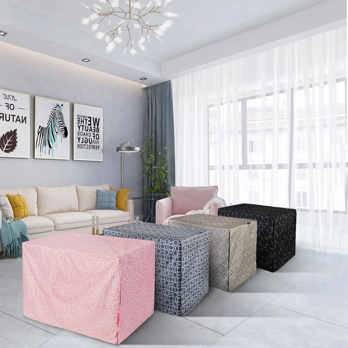 Explore Land - Copertura per gabbia per cani da 61 cm, in poliestere resistente, 1, 2, 3 porte, standard in metallo (rosa principessa) - immagine 7
