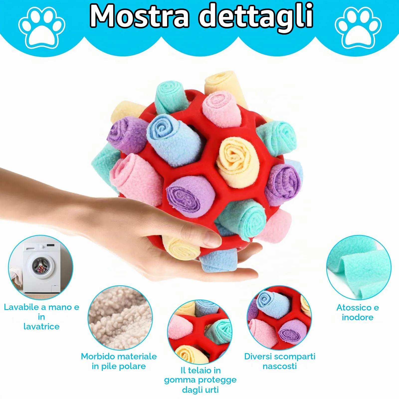 Palla da Fiuto per Cani,Sniffing Ball per Cani,Giochi Interattivi per Cani - immagine 3