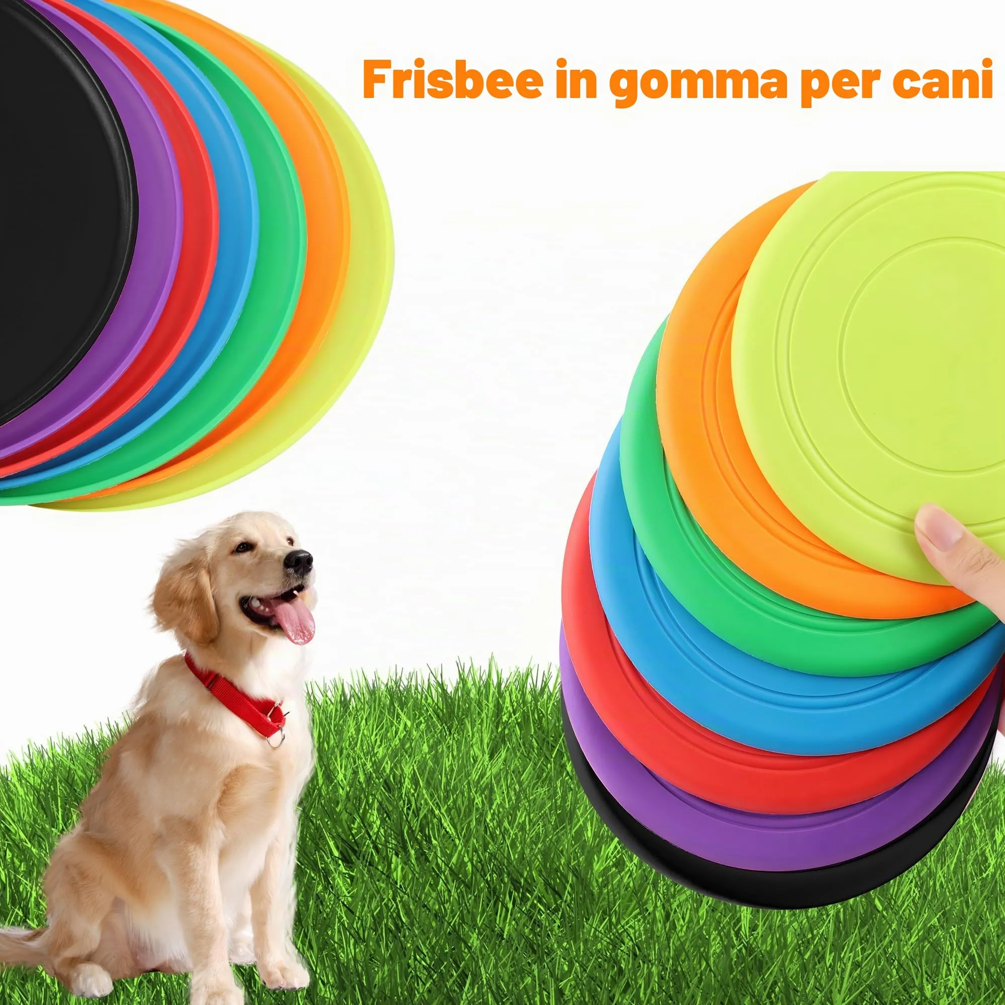 YiliYa 7 Pezzi Frisbee per Cani, 18cm Giocattolo per Frisbee di Gomma, Frisbee Pieghevole, Giocattolo Interattivo per Addestramento, Tiro, Cattura e Gioca(7 Colori) - immagine 2