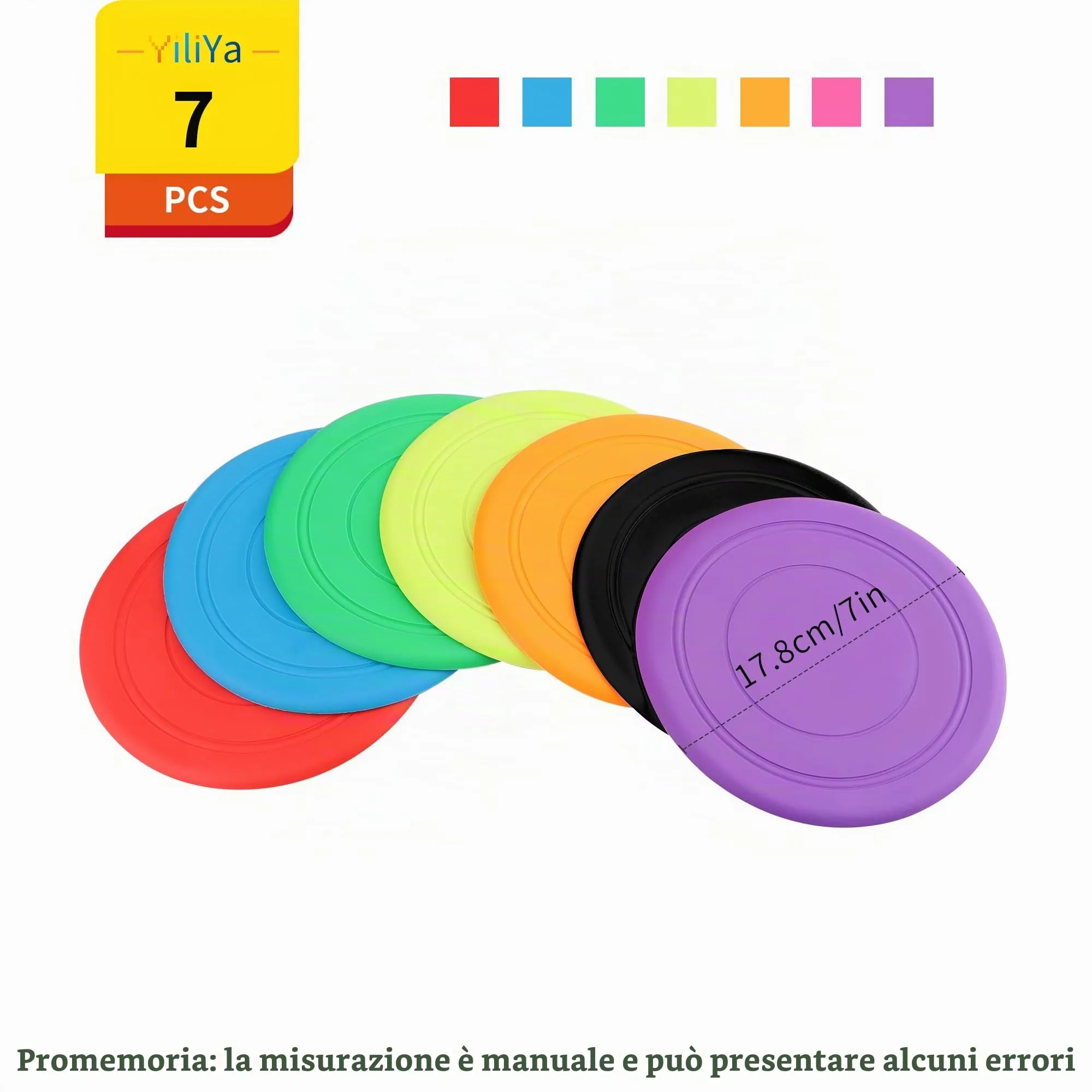 YiliYa 7 Pezzi Frisbee per Cani, 18cm Giocattolo per Frisbee di Gomma, Frisbee Pieghevole, Giocattolo Interattivo per Addestramento, Tiro, Cattura e Gioca(7 Colori) - immagine 4
