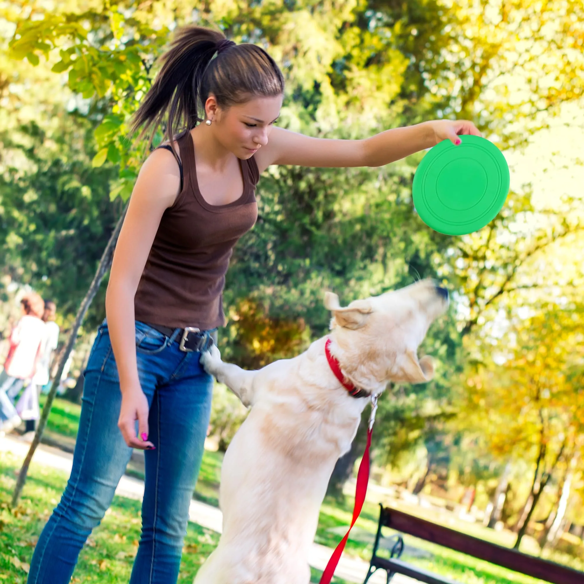 YiliYa 7 Pezzi Frisbee per Cani, 18cm Giocattolo per Frisbee di Gomma, Frisbee Pieghevole, Giocattolo Interattivo per Addestramento, Tiro, Cattura e Gioca(7 Colori) - immagine 7