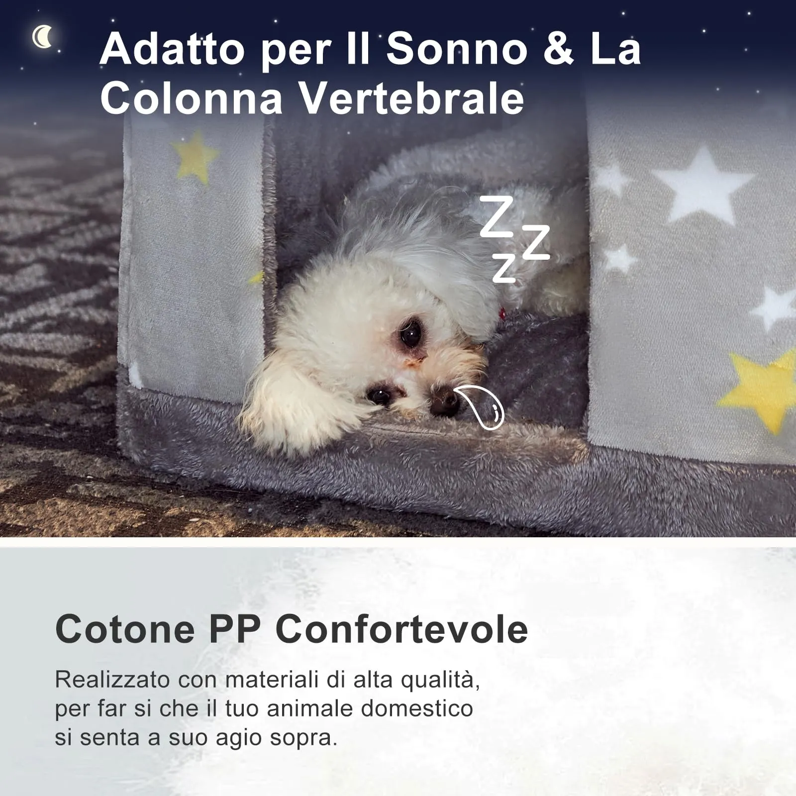 Jiupety Cuccia Gatto Interno Chiusa con Motivo a Stella, Casetta Pelosa per Gatti da Interno Taglia S 43 x 36 x 33 CM, Cuccia per Gatti Cat House, Grey Star - immagine 3