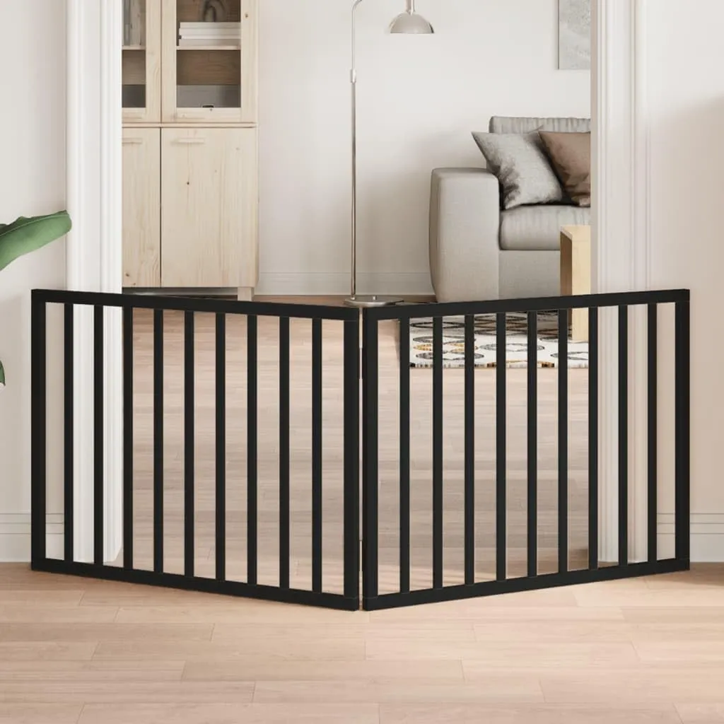vidaXL Cancelletto per cani pieghevole 2 pannelli nero 160 cm in legno di - immagine 2