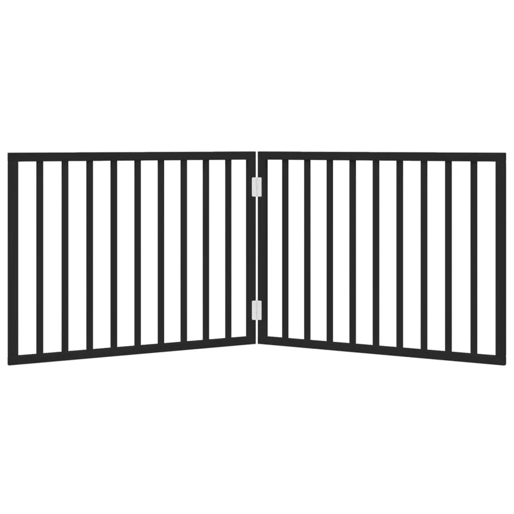 vidaXL Cancelletto per cani pieghevole 2 pannelli nero 160 cm in legno di - immagine 6
