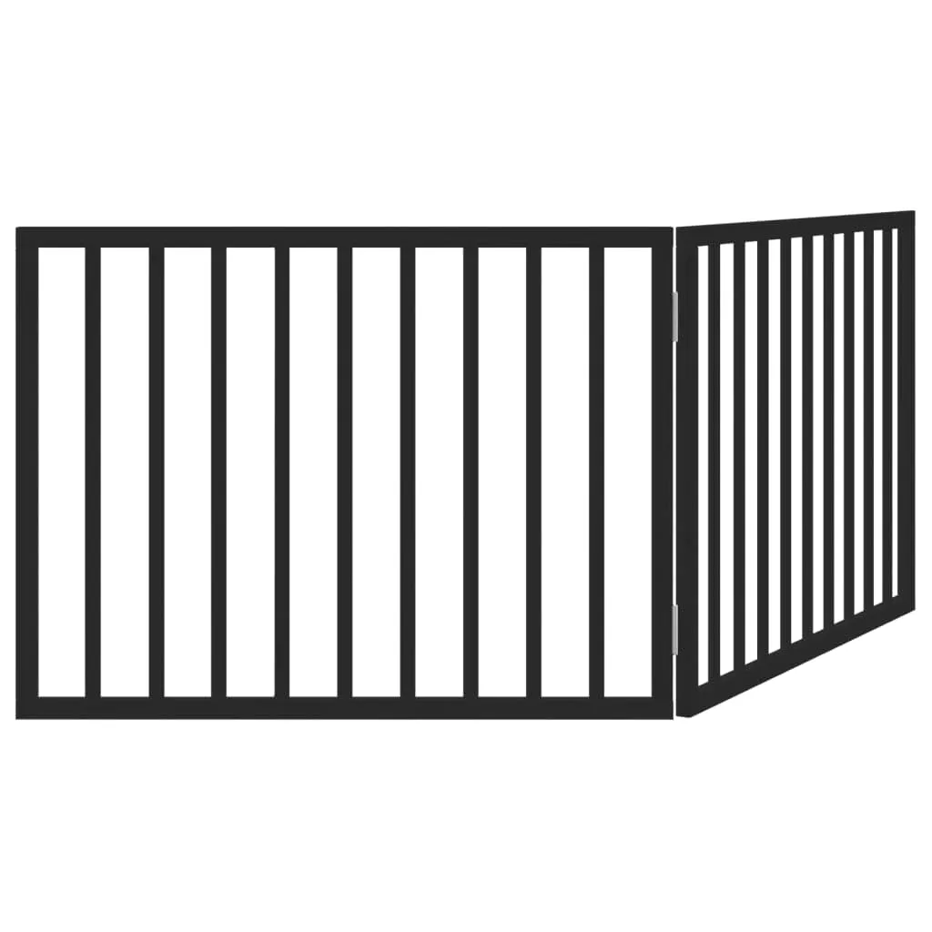 vidaXL Cancelletto per cani pieghevole 2 pannelli nero 160 cm in legno di - immagine 8