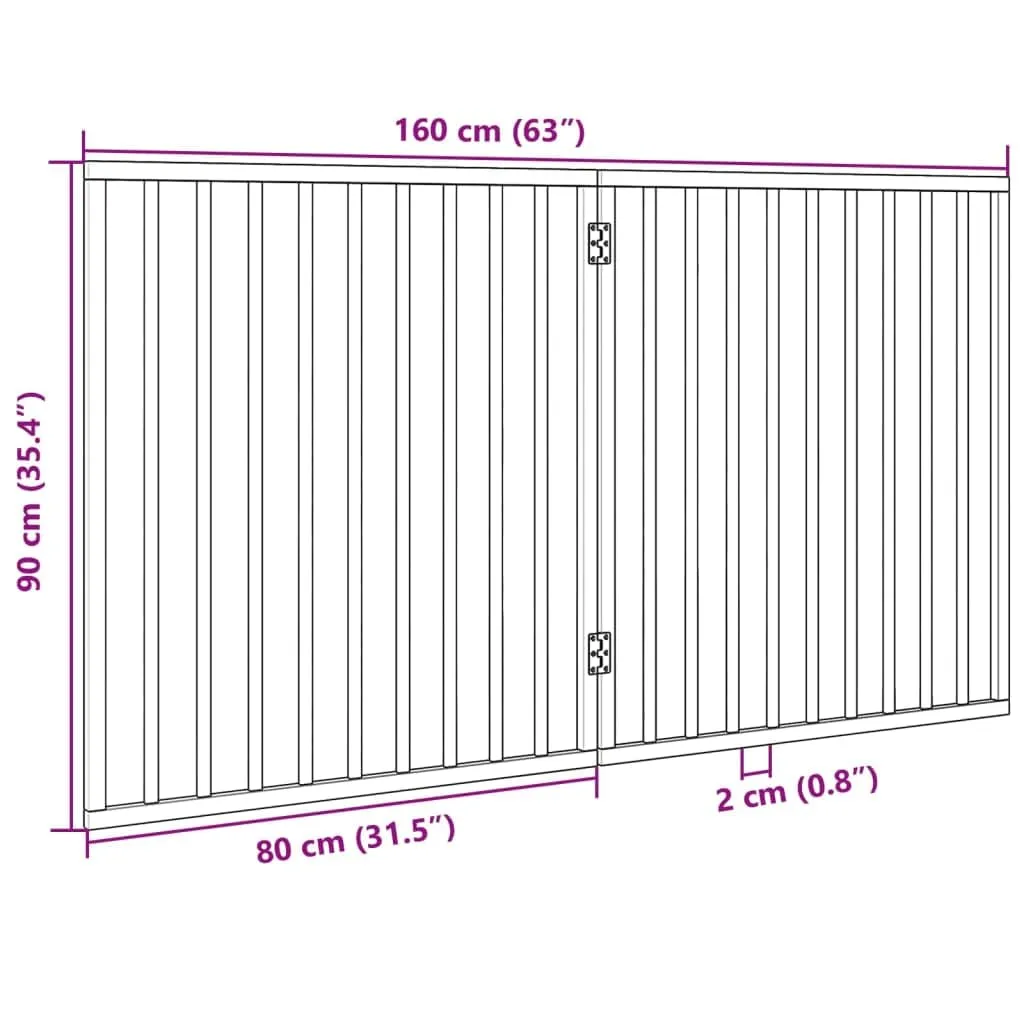 vidaXL Cancelletto per cani pieghevole 2 pannelli 160 cm in legno di pioppo - immagine 3