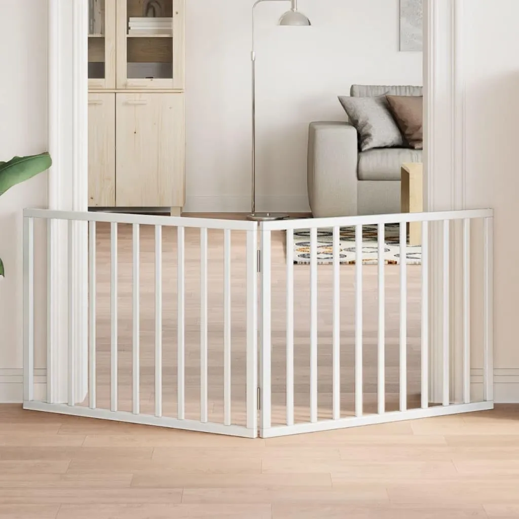 vidaXL Cancelletto per cani pieghevole 2 pannelli bianco 160 cm in legno - immagine 2