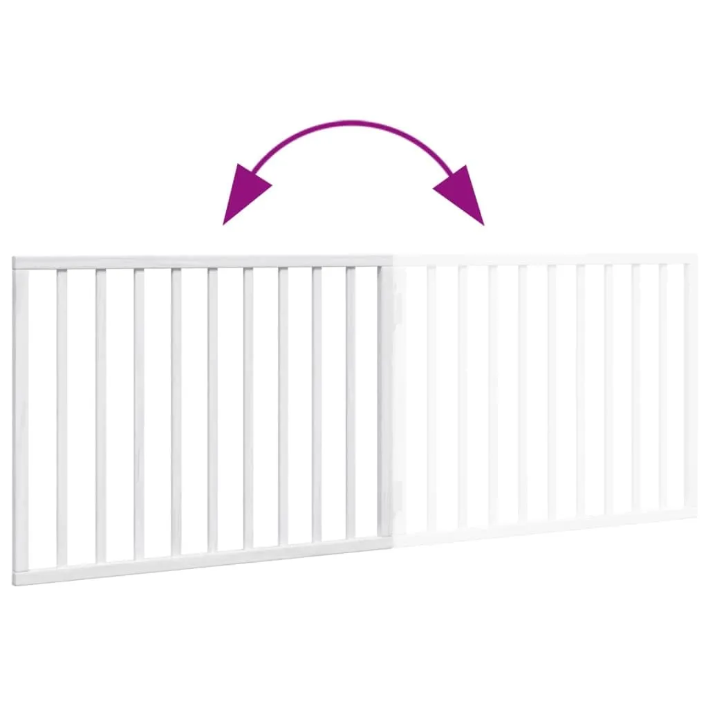 vidaXL Cancelletto per cani pieghevole 2 pannelli bianco 160 cm in legno - immagine 4