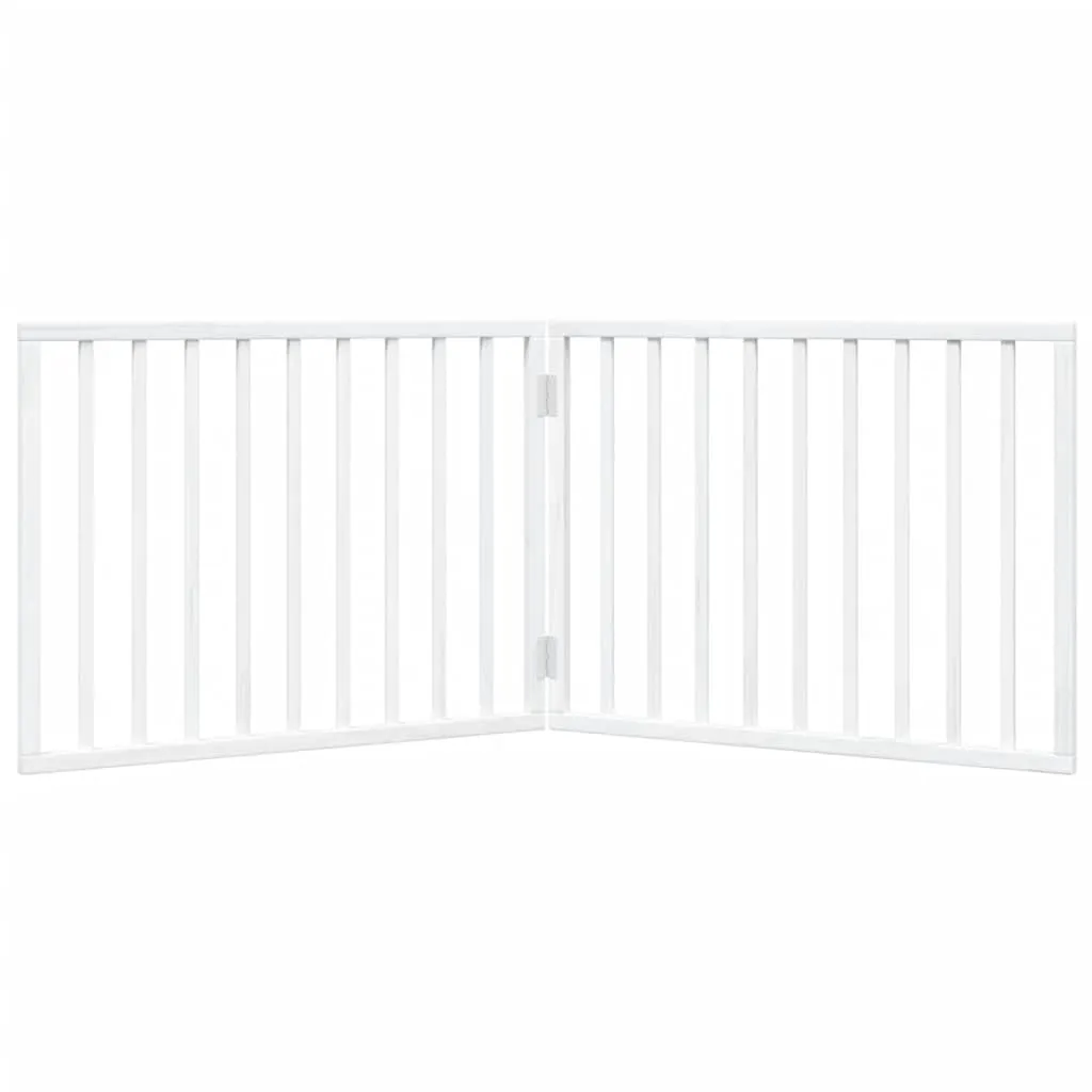 vidaXL Cancelletto per cani pieghevole 2 pannelli bianco 160 cm in legno - immagine 6