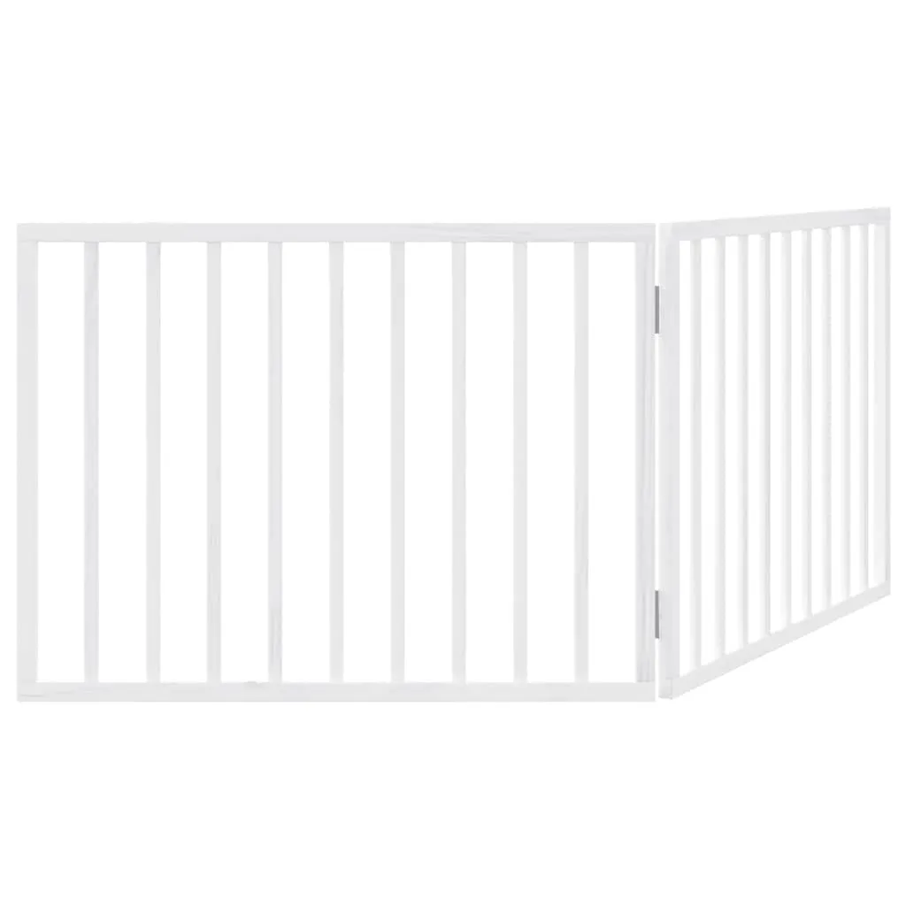 vidaXL Cancelletto per cani pieghevole 2 pannelli bianco 160 cm in legno - immagine 8