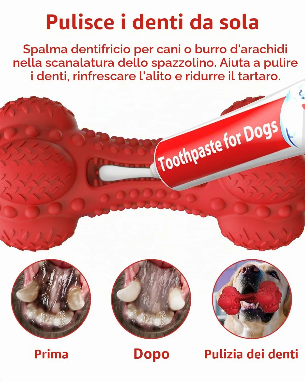 SCHITEC Giocattolo di cane cigolante per masticatori aggressivi per razza grande, osso di gomma resistente e interattivo per dentizione per cani grandi e medi - immagine 3