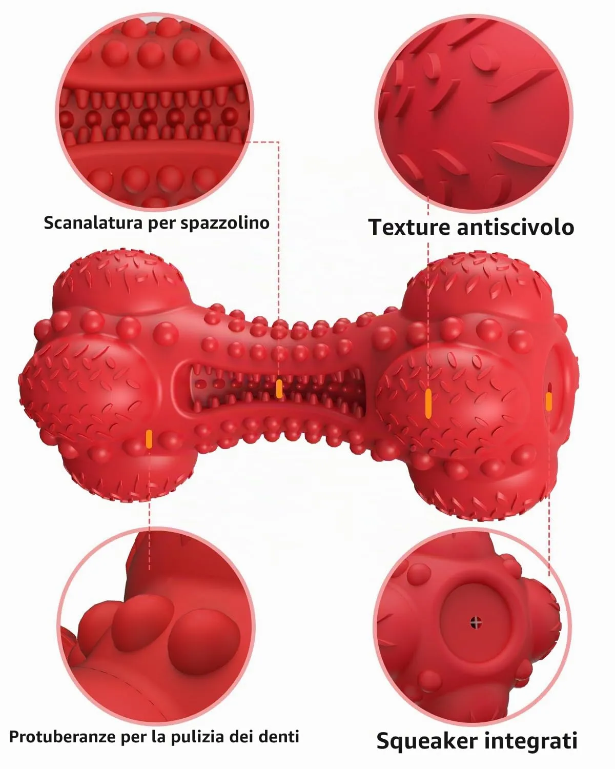 SCHITEC Giocattolo di cane cigolante per masticatori aggressivi per razza grande, osso di gomma resistente e interattivo per dentizione per cani grandi e medi - immagine 5