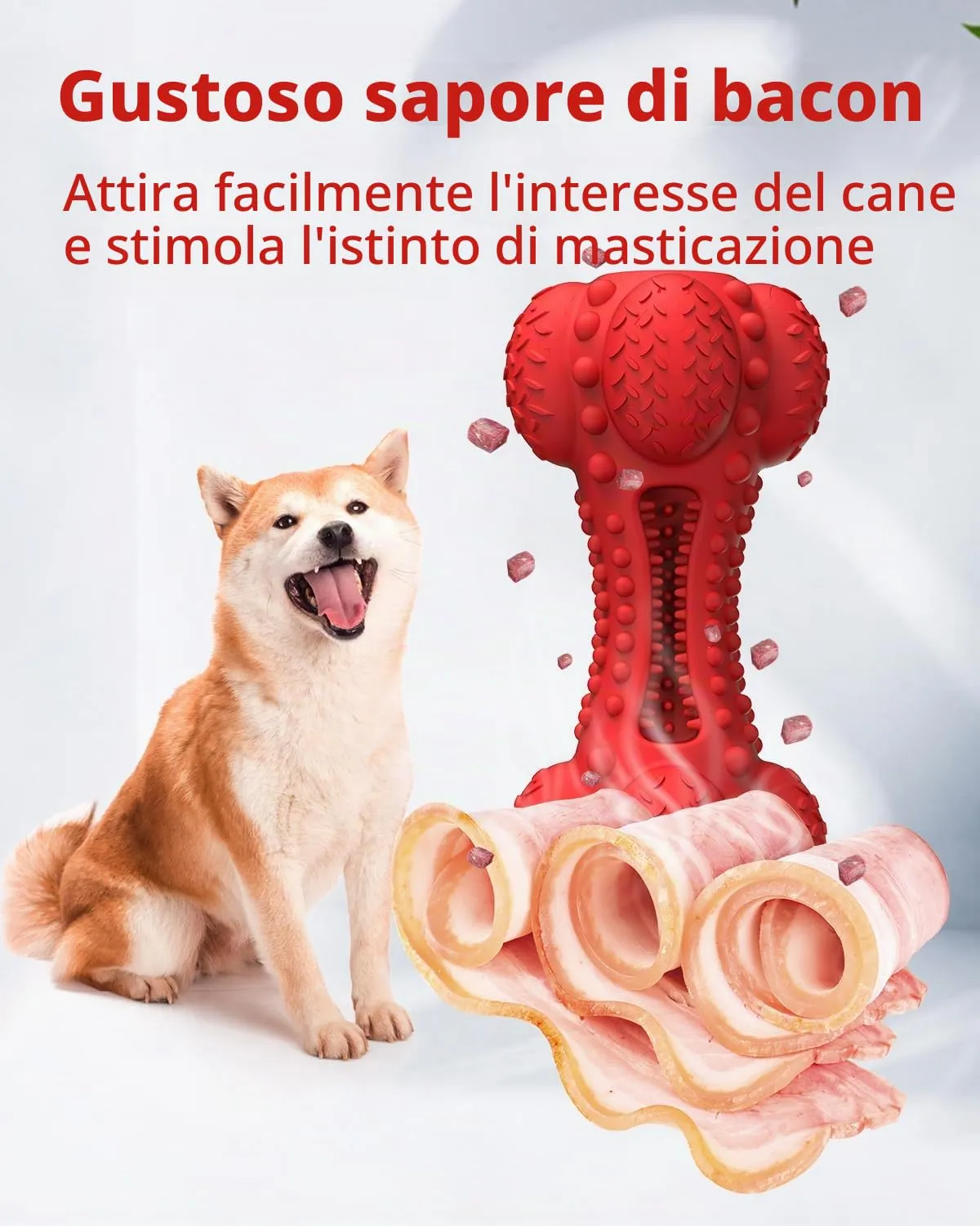 SCHITEC Giocattolo di cane cigolante per masticatori aggressivi per razza grande, osso di gomma resistente e interattivo per dentizione per cani grandi e medi - immagine 7
