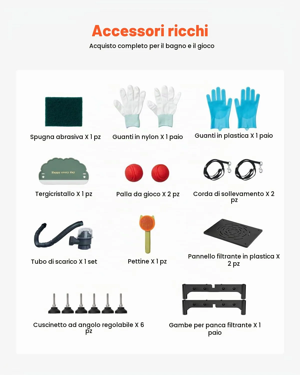VEVOR Stazione di Lavaggio per Cani in Acciaio Inox, Vasca per Toelettatura per Animali Domestici di Grandi, Medie e Piccole Dimensioni 157,48 cm con Rampa, Pannello Filtro per Acqua, Porta Sinistra - immagine 6