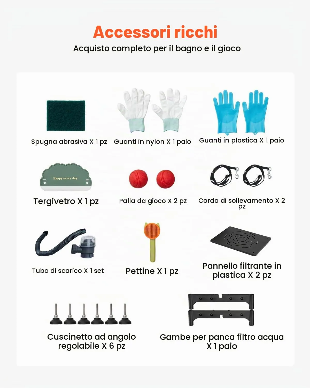 VEVOR Stazione di Lavaggio per Cani in Acciaio Inox, Vasca per Toelettatura per Animali Domestici di Grandi, Medie e Piccole Dimensioni da 127 cm con Rampa, Pannello Filtro per Acqua, Porta Destra - immagine 6