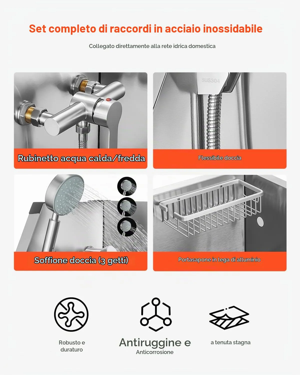 VEVOR Stazione di Lavaggio per Cani in Acciaio Inox, Vasca per Toelettatura per Animali Domestici da 86,36 cm con Rubinetto e Soffione Doccia e Palline da Gioco, per Cani per più Animali Domestici - immagine 5