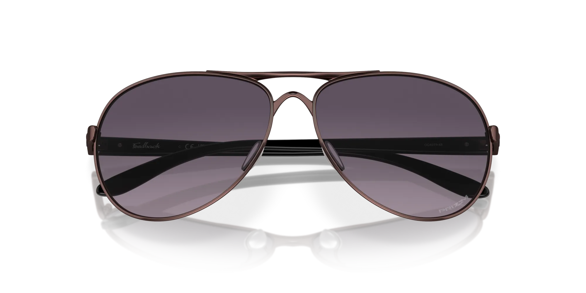 Oakley OO4079 FEEDBACK 407948 Occhiali da sole Metallo Rosso Grigio Rotonda Normale Sfumato - immagine 2