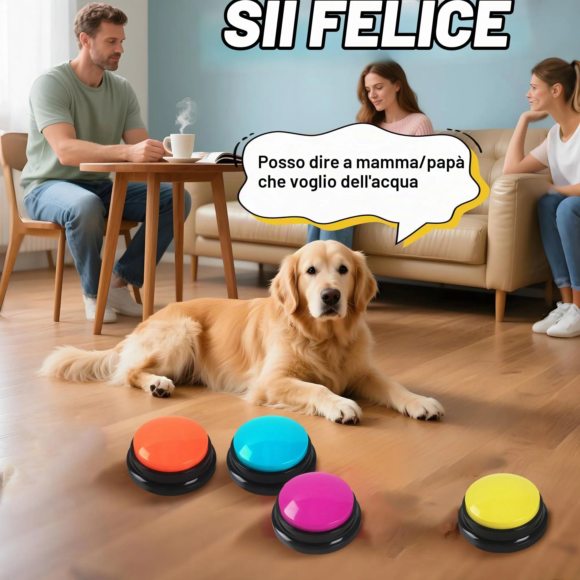 DUBUOZA 4 Pezzi Buzzer Button con 30 Secondi di Registrazione e Riproduzione Buzzer con Funzione di Registrazione Pulsanti per Cani per Allenamento e Giochi per Animali Domestici (4) - immagine 4