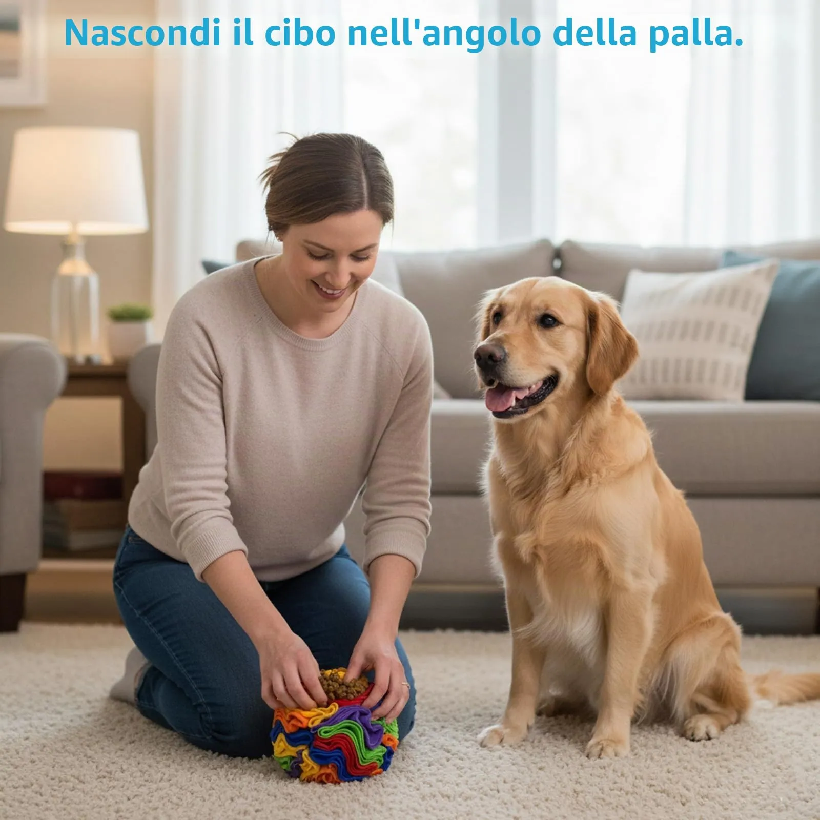 PDirat Palla olfattiva per cani, giocattolo per cani, giocattolo intelligente, palla rotonda in peluche da 10 cm per animali domestici, promuove l'attività mentale stimolando il senso del - immagine 3