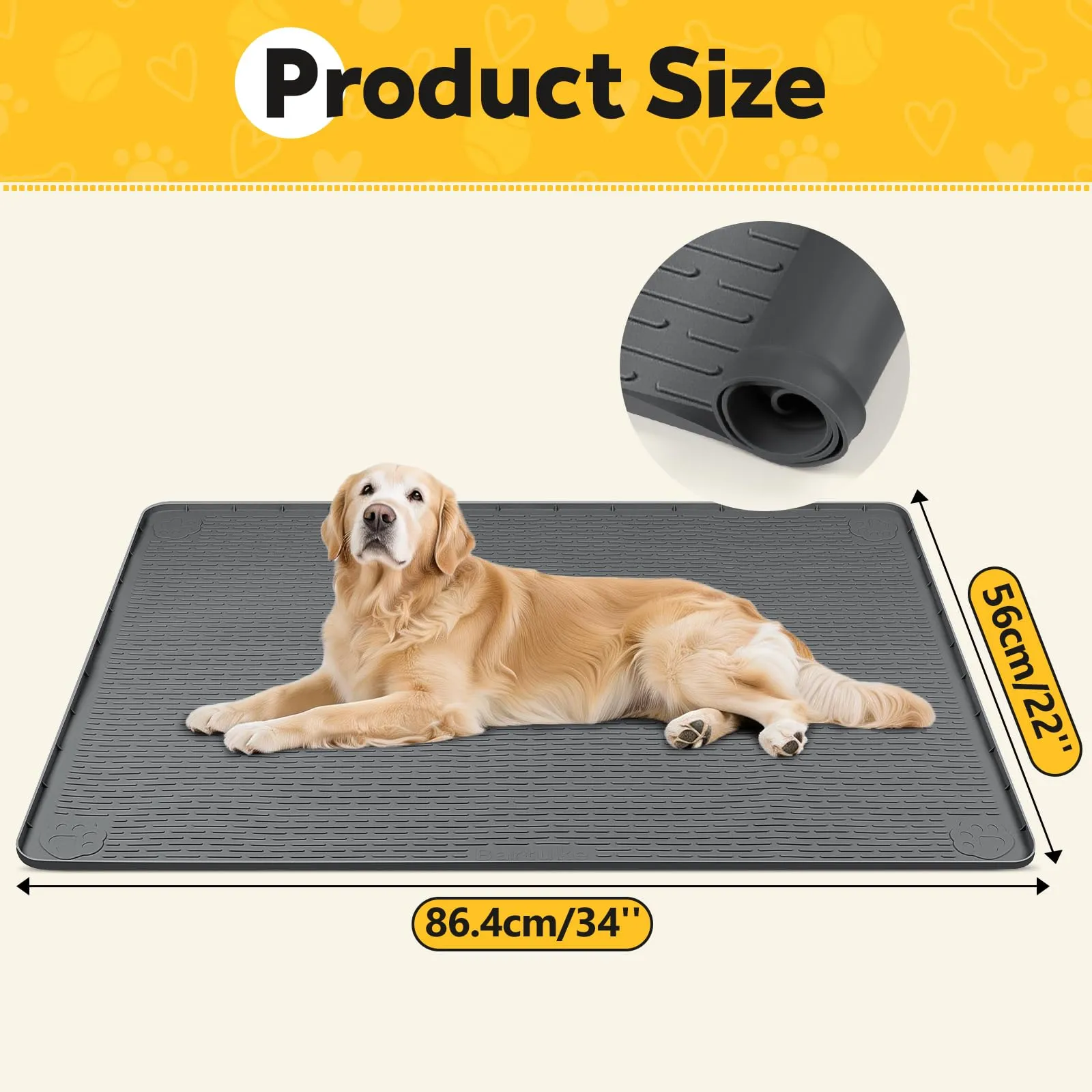Tappetino in silicone per gabbia per cani, 86,4 x 55,9 cm, colore: grigio - immagine 2