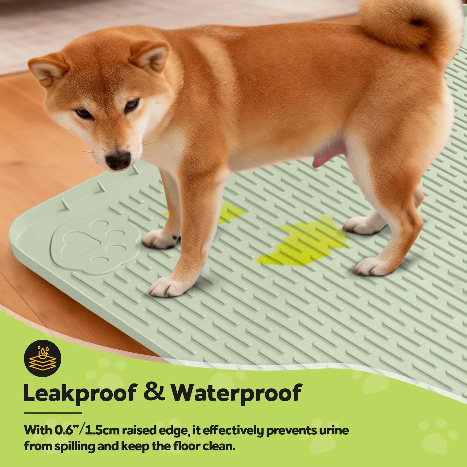 Bartuke Tappetino in silicone per gabbia per cani, 86,4 x 56 cm, sottotappetino per gabbia/canile per cani con bordo rialzato, lavabile, tappetino letto per cani, impermeabile, a prova di perdite - immagine 5