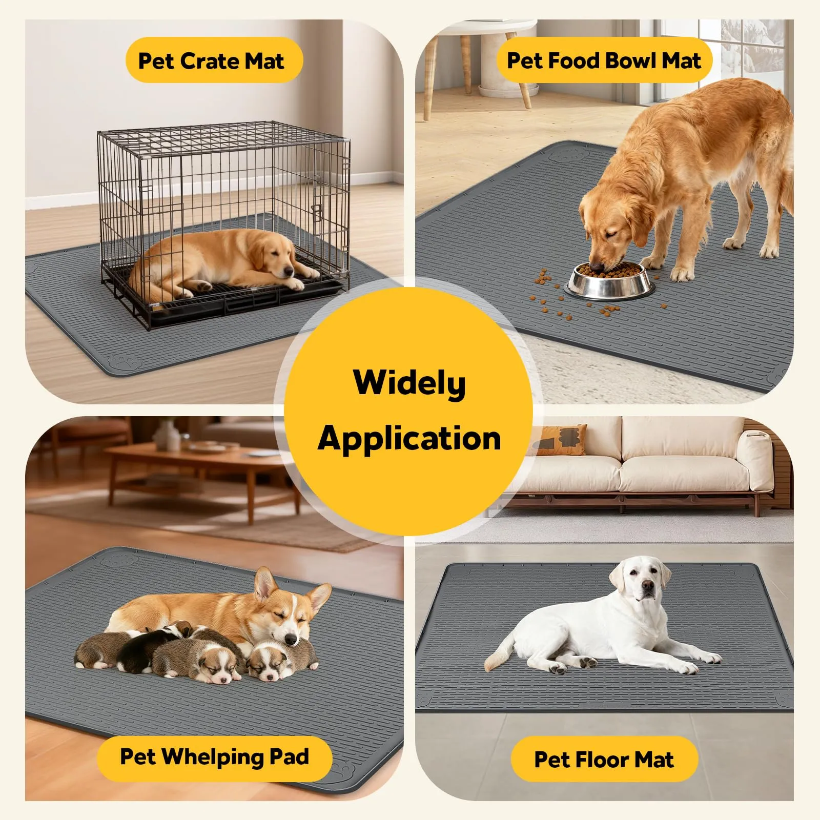 Bartuke Tappetino in silicone per gabbia per cani, sottotappetino per gabbia/canile con bordo rialzato, tappetino letto lavabile per cani, impermeabile, a prova di perdite, protegge i pavimenti - immagine 8