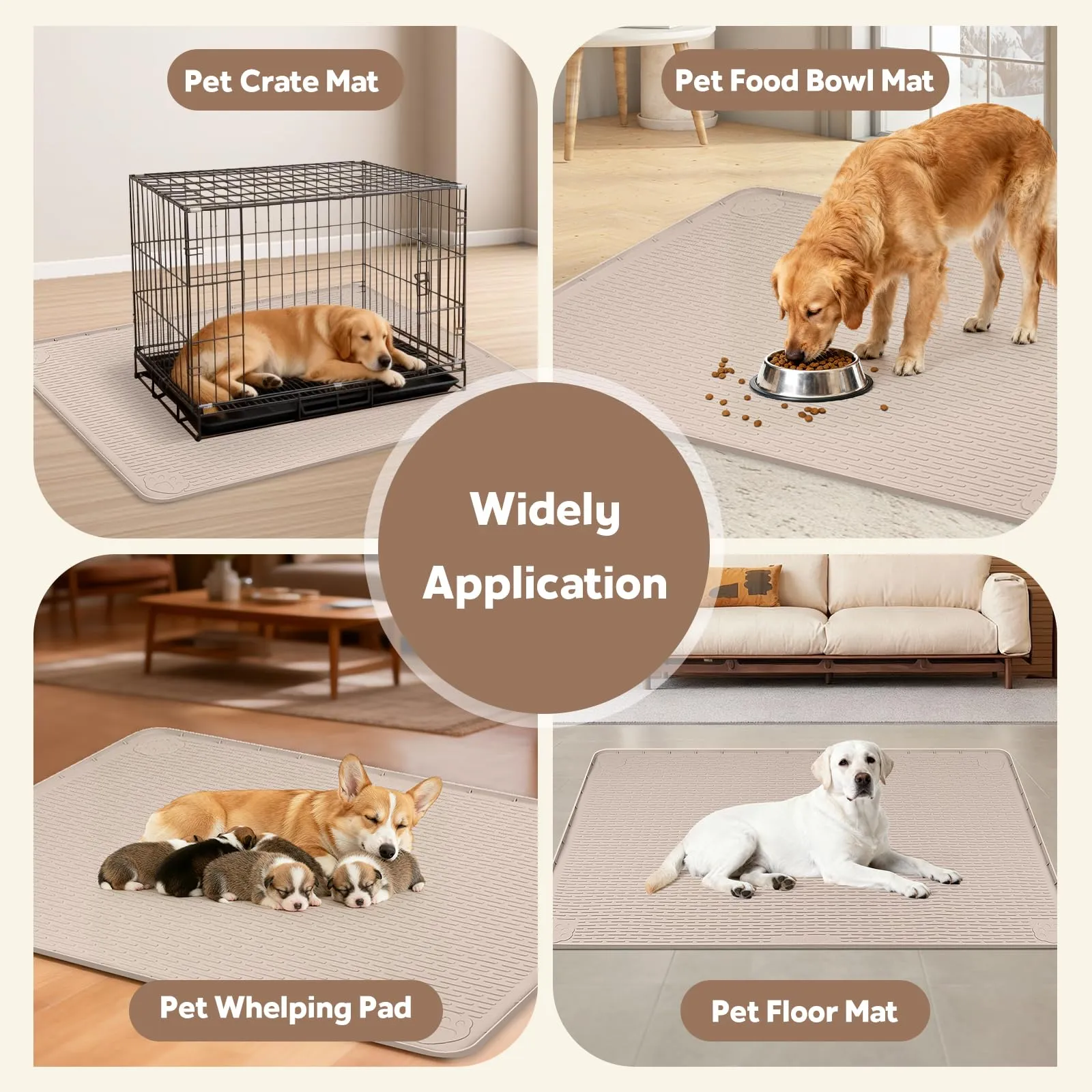 Bartuke Tappetino in silicone per gabbia per cani, 101 x 71 cm, tappetino per cuccia/gabbia sotto gabbia con bordo rialzato, lavabile, tappetino letto per cani, impermeabile, a prova di perdite - immagine 8