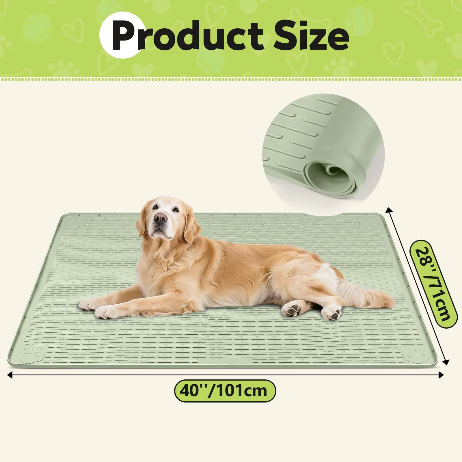 Bartuke Tappetino in silicone per gabbia per cani, Tappetino da posizionare sotto la gabbia/canile con bordo rialzato, Tappetino letto lavabile per cani, impermeabile, a prova di perdite, protegge i - immagine 2