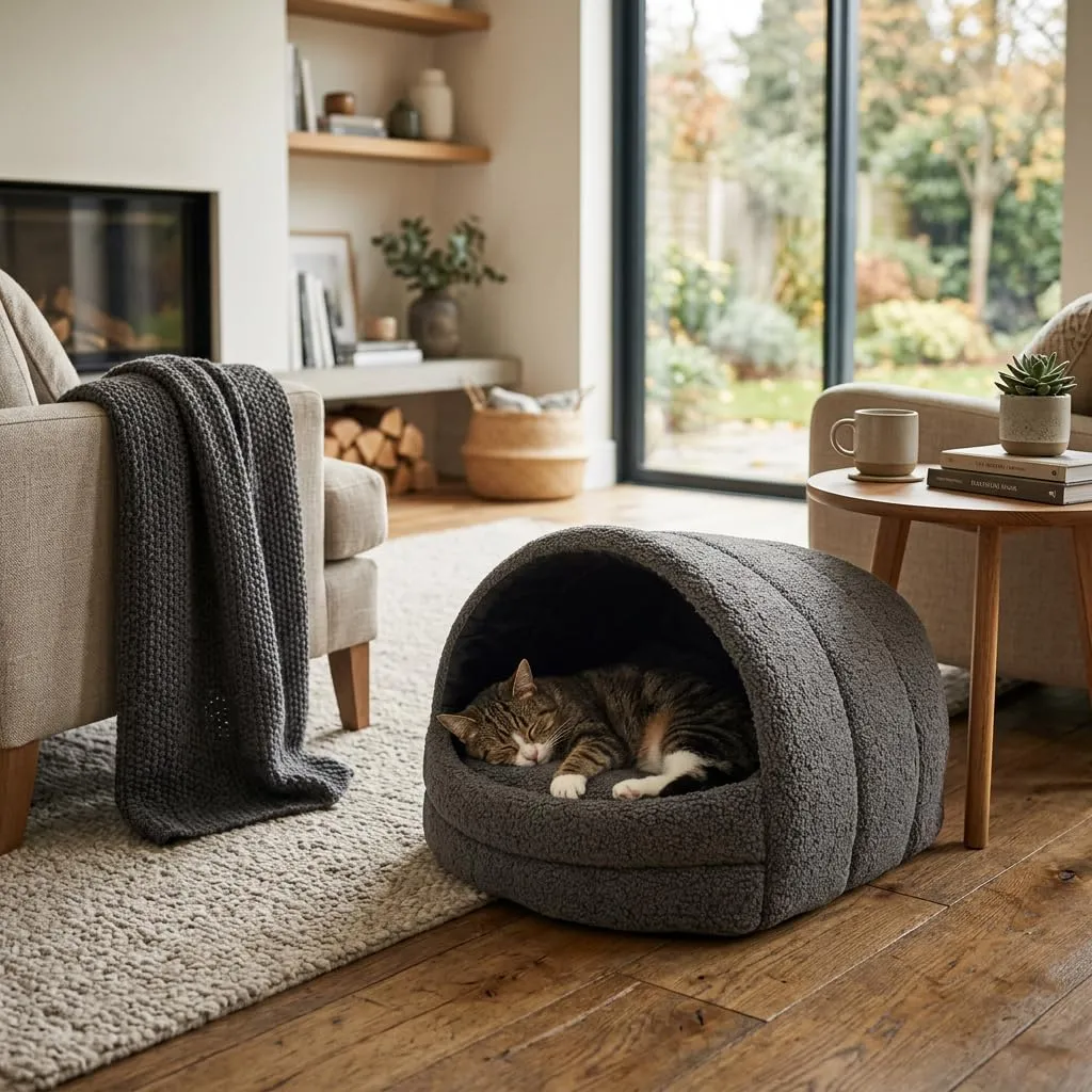 ODOLPLUSZ Cuccia per cani per interni | Cani Casa Gatto | 2 misure confortevoli e lavabili (grigio scuro, M) - immagine 4