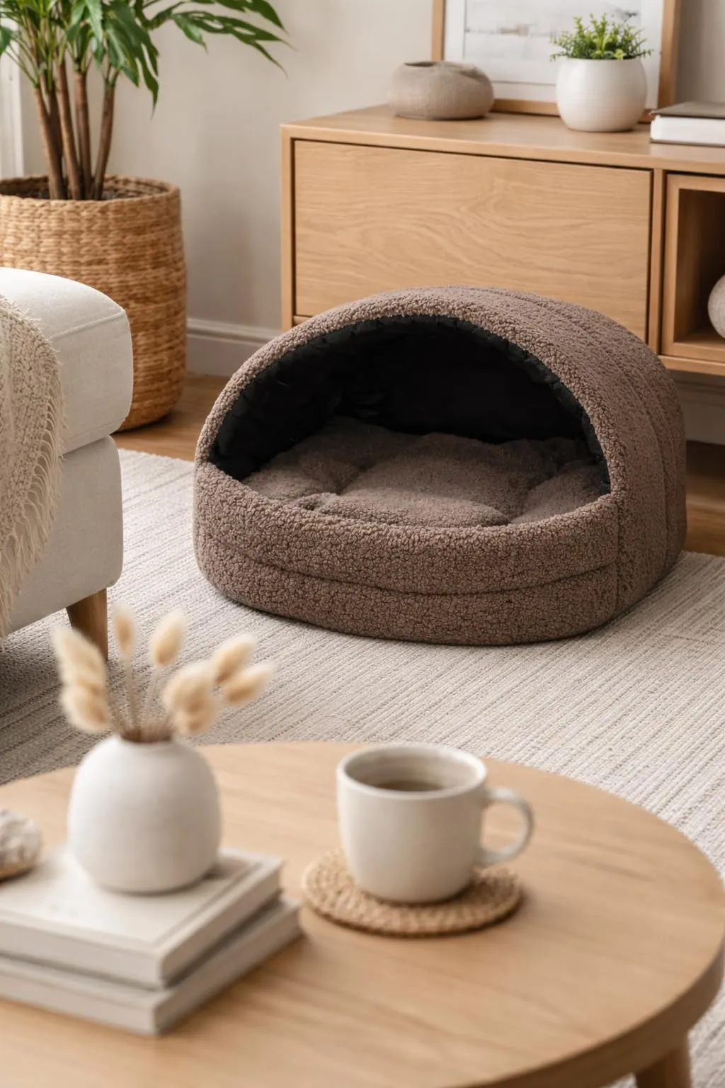ODOLPLUSZ Cuccia per cane da interno | Casa per cane e gatto | 2 taglie comode e lavabili (Bouncle marrone, M) - immagine 6