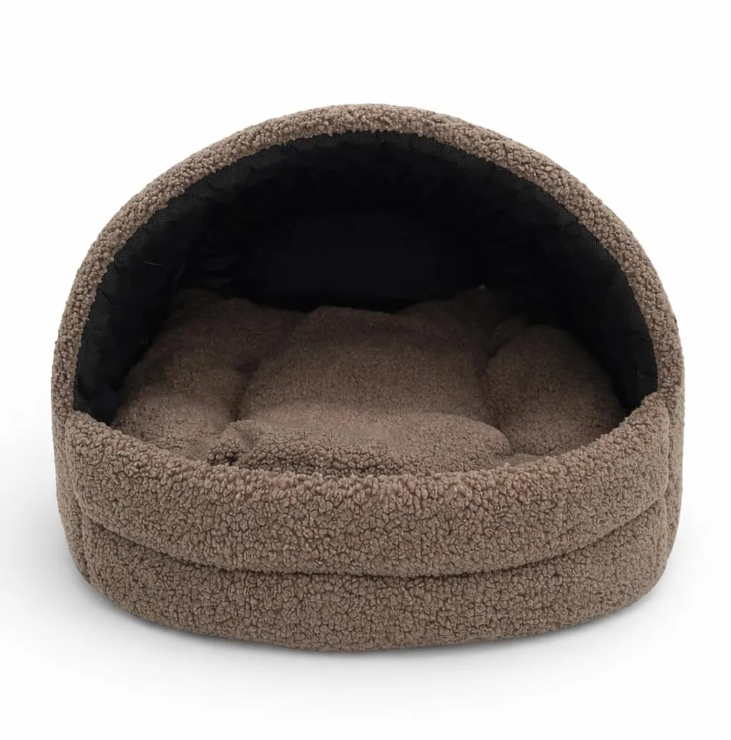 ODOLPLUSZ Cuccia per cane da interno | Casa per cane e gatto | 2 taglie comode e lavabili (Bouncle marrone, M) - immagine 7