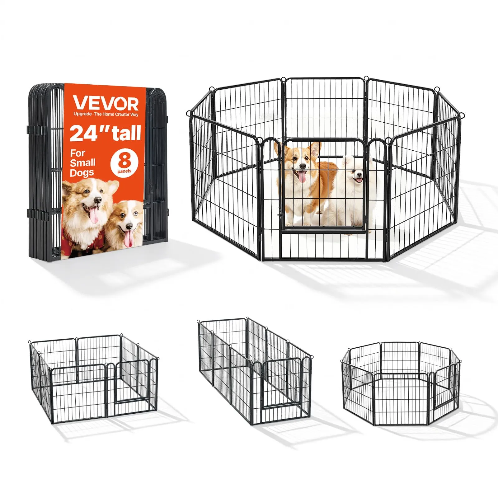 VEVOR Box per Cani da 61 cm 8 Pannelli Pieghevole in Metallo per Esercizi - immagine 1