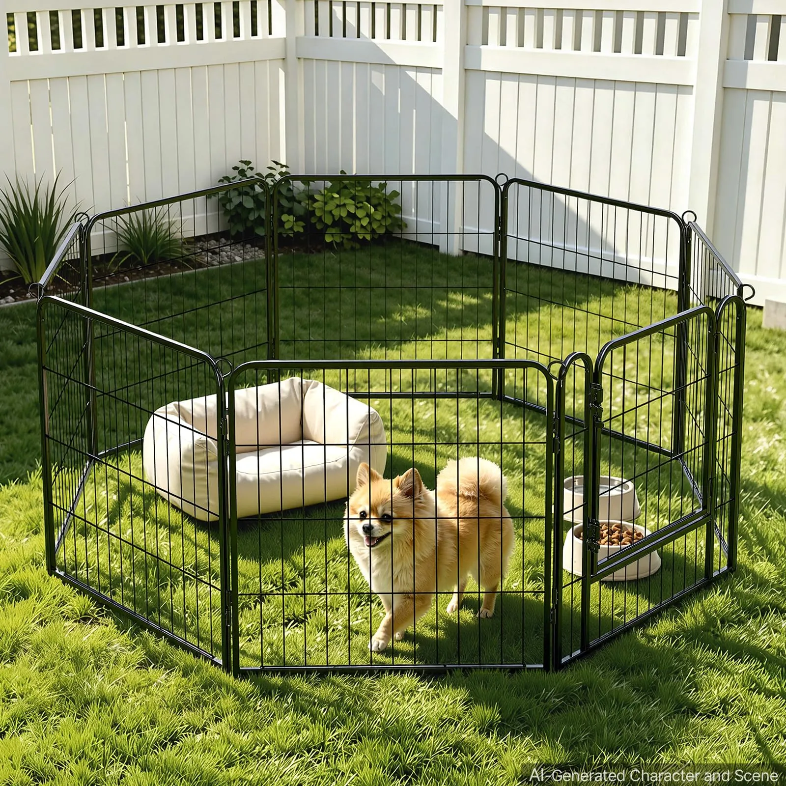 VEVOR Box per Cani da 61 cm 8 Pannelli Pieghevole in Metallo per Esercizi - immagine 9