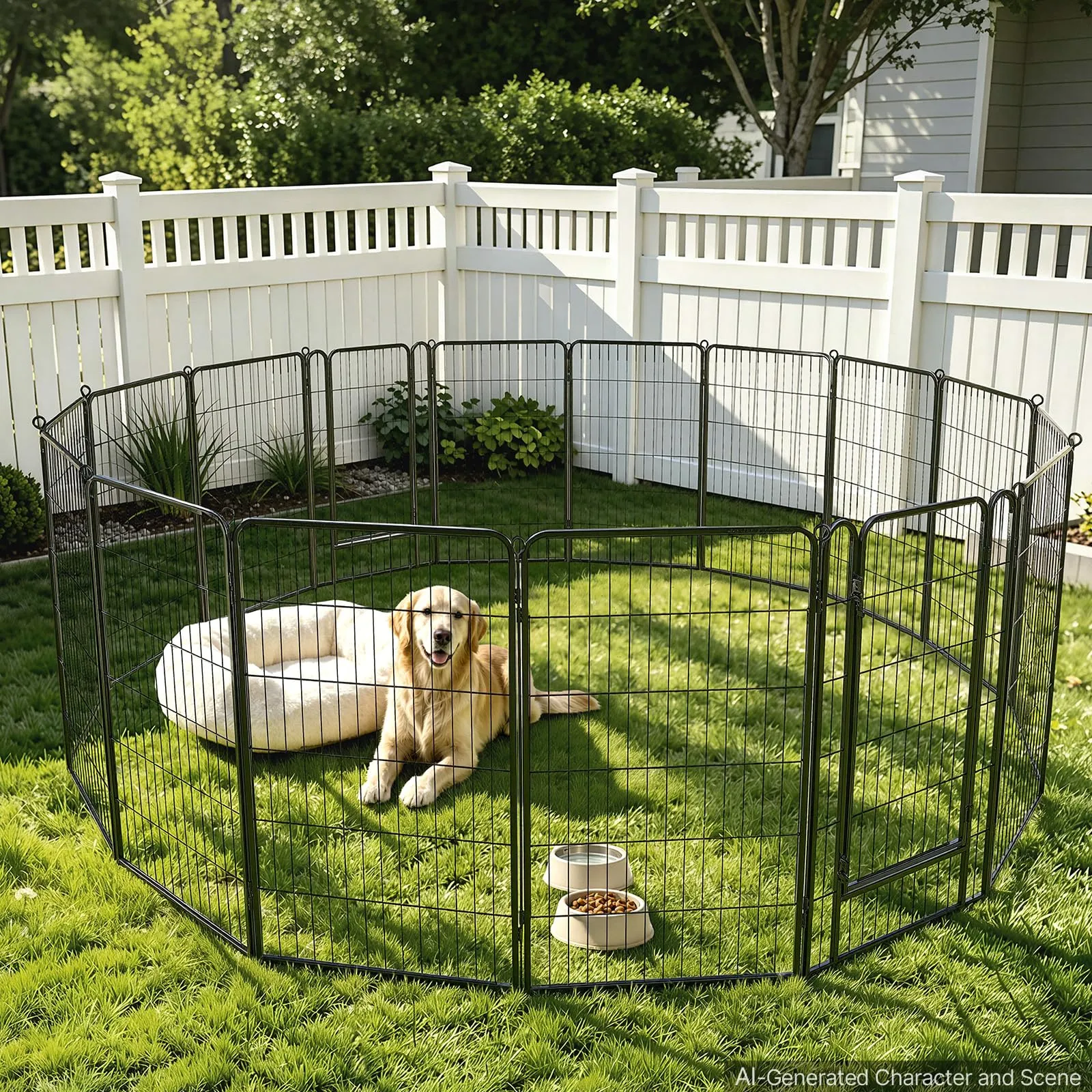 VEVOR Box per Cani da 102 cm 16 Pannelli Pieghevole in Metallo Colore Nero - immagine 9