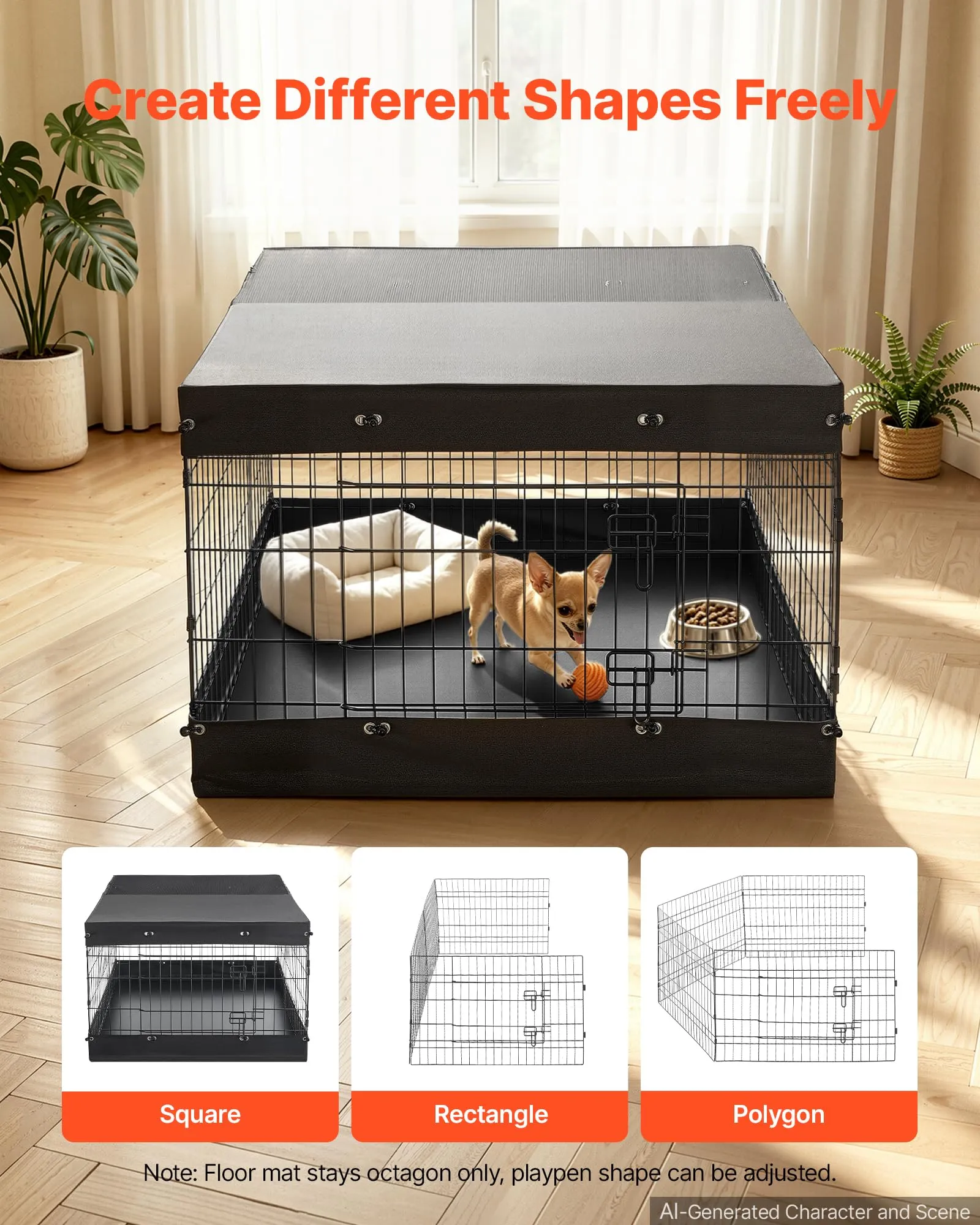 VEVOR Box per Cani da 61 cm 4 Pannelli Copertura Superiore e Base Imbottita - immagine 8