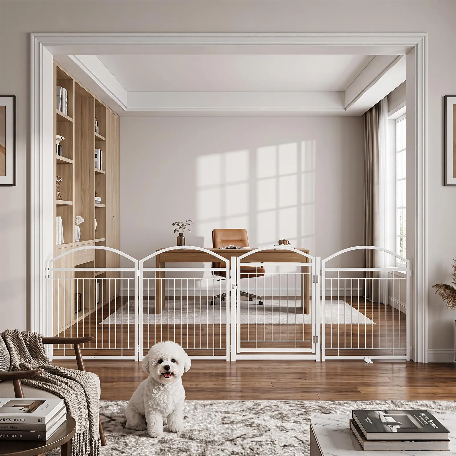 COSTWAY Recinto per Cani da Interno ed Esterno con 4 Pannelli (Bianco) - immagine 2