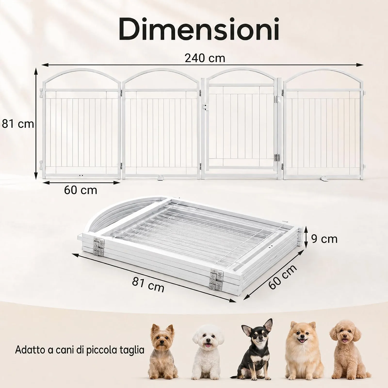 COSTWAY Recinto per Cani da Interno ed Esterno con 4 Pannelli (Bianco) - immagine 3