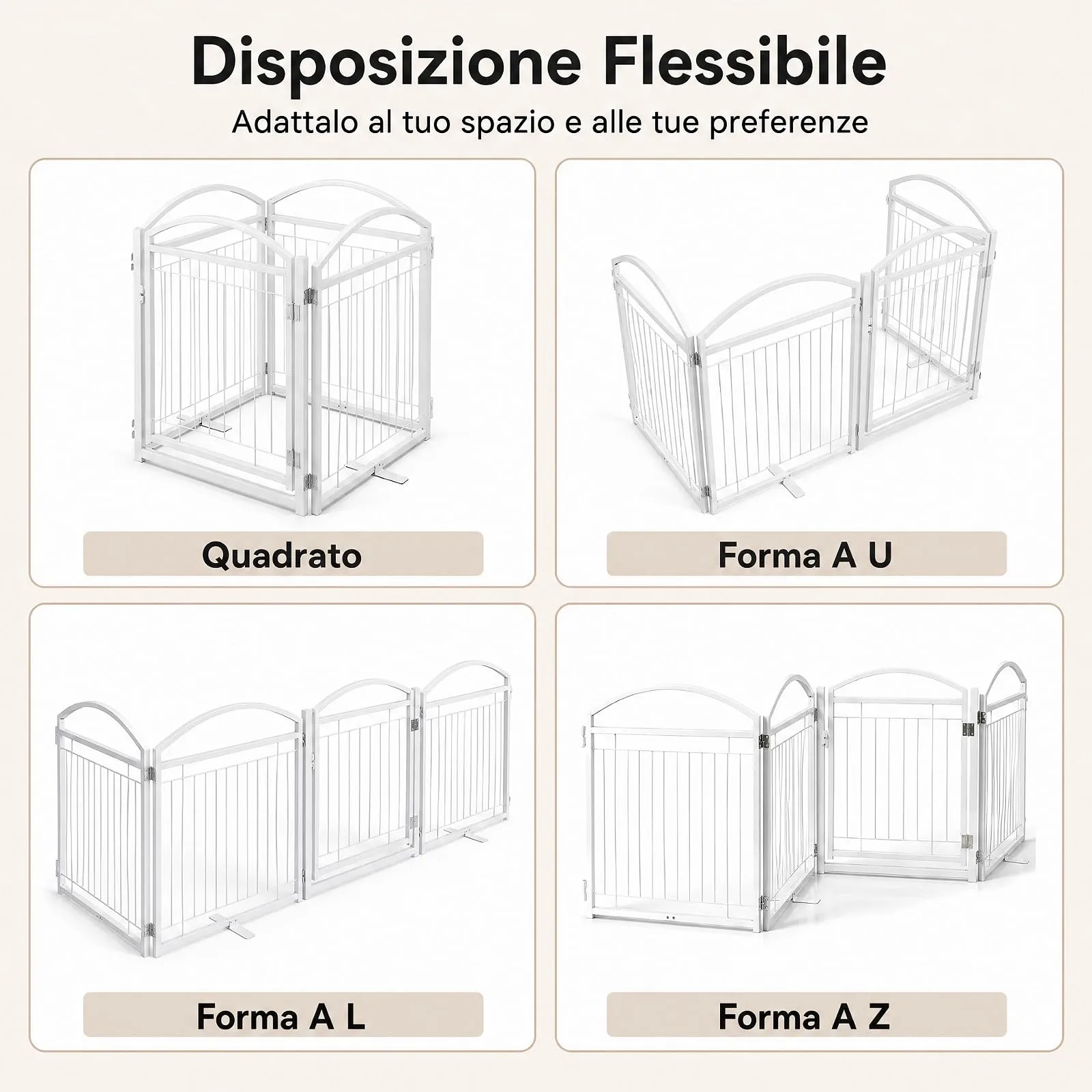 COSTWAY Recinto per Cani da Interno ed Esterno con 4 Pannelli (Bianco) - immagine 4