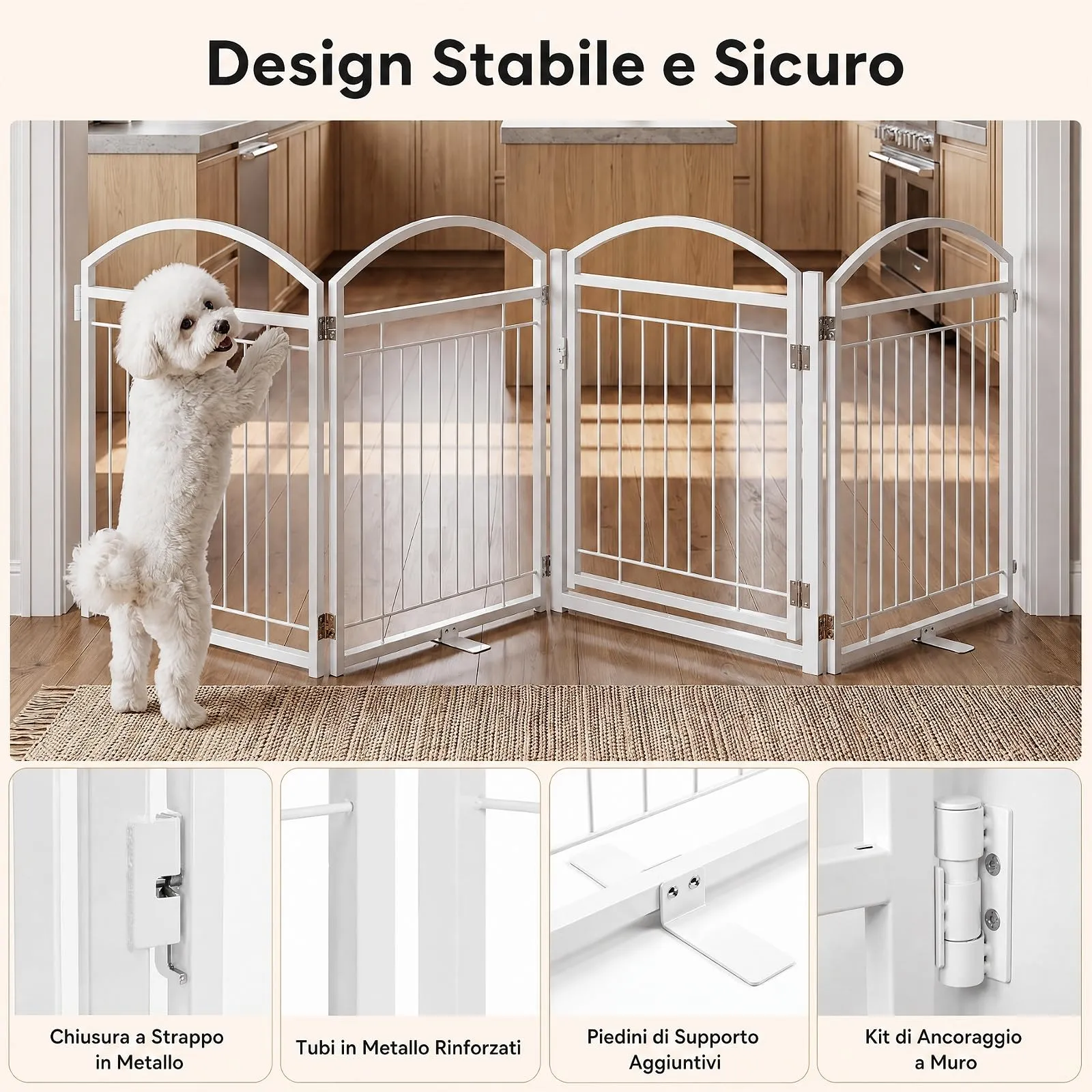COSTWAY Recinto per Cani da Interno ed Esterno con 4 Pannelli (Bianco) - immagine 5